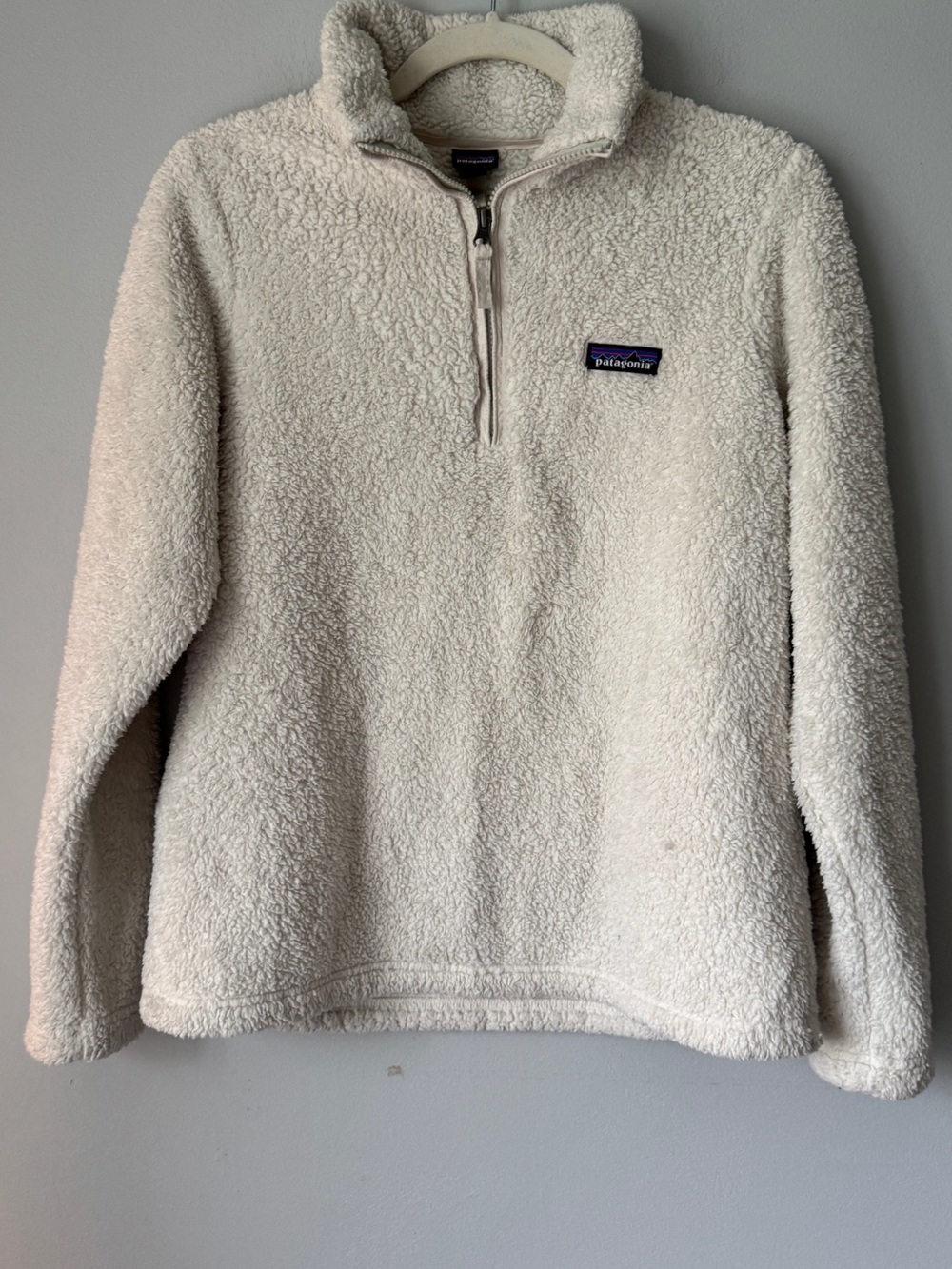 Patagonia womens Cream Sherpa Half-Zip Fleece Pullover